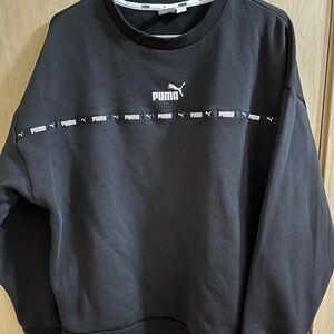 Puma Black Crewneck Sweater with Sporty Stripe